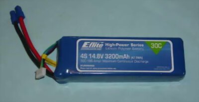 E-flite 3200mAh 4S 14.8V 30C LiPo, 12AWG EC3