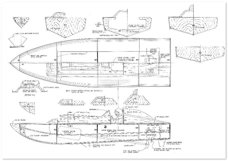 Bauplan Rennboot mit Luftschraubenantrieb HAIFISCH Original aus dem Jahr 1960 
