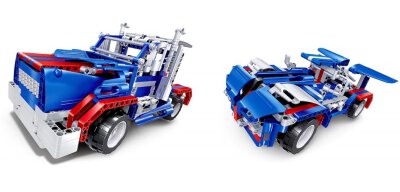 Teknotoys Active Bricks RC 2in1 Truck & Sportwagen blau mit Fernsteuerung