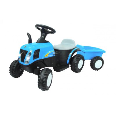 Ride-on Traktor New Holland mit Anhänger blau 6V