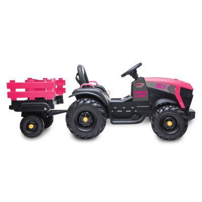 Ride-on Traktor Super Load mit Anhänger pink 12V