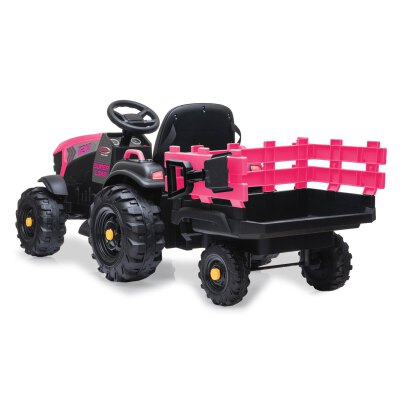 Ride-on Traktor Super Load mit Anhänger pink 12V