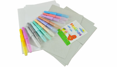 Malinos Airbrush Pastell, 12 Stifte und 8 Schablonen