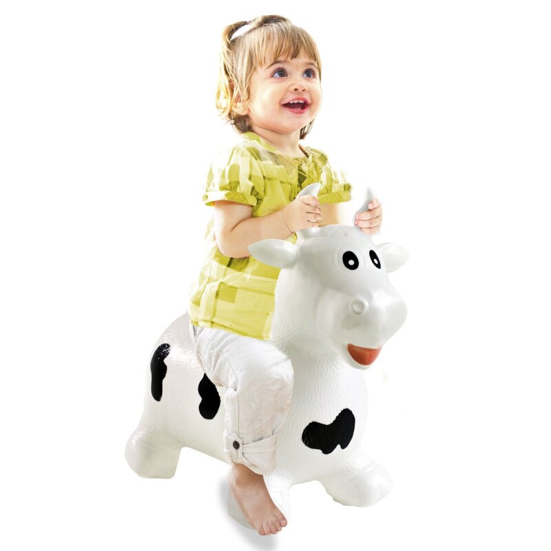 Hüpftier Kuh weiss/schwarz mit Pumpe