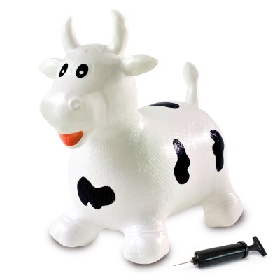Hüpftier Kuh weiss/schwarz mit Pumpe
