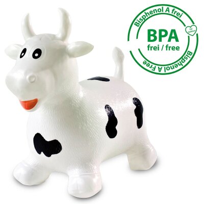 Hüpftier Kuh weiss/schwarz mit Pumpe