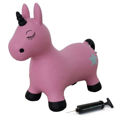 Hüpftier Einhorn pink mit Pumpe