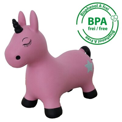 Hüpftier Einhorn pink mit Pumpe