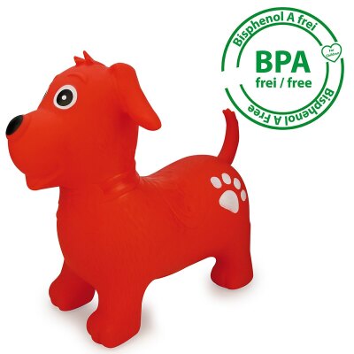 Hüpftier Hund rot mit Pumpe