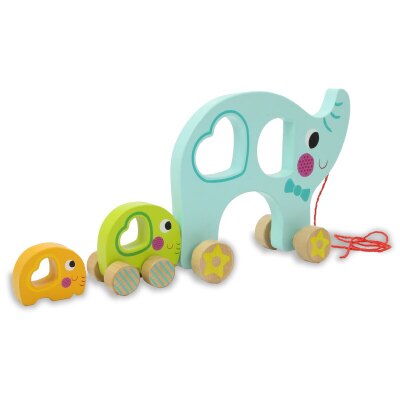 Holzspielzeug Kidiwood Nachzieh-Elefantenfamilie 3tlg