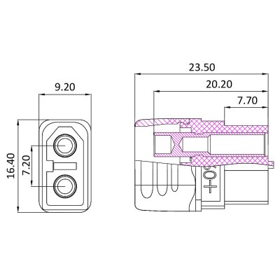 Hochstromstecker/Buchse XT60 vergoldet Grip mit Isolierkappe 1 Paar