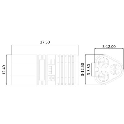 Hochstromstecker/Buchse MT60 3-polig vergoldet Grip mit Isolierkappe 1 Paar