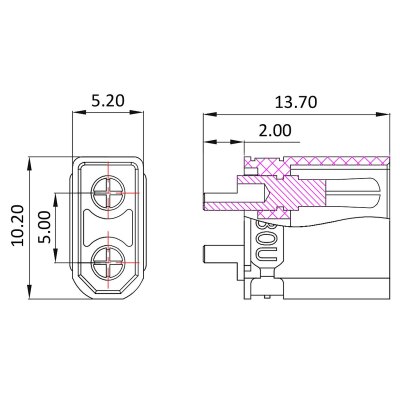 Hochstromstecker/Buchse XT30 vergoldet Grip 1 Paar