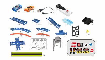 RC Magic Traxx Glow 113-teilig mit zwei Rennfahrzeugen