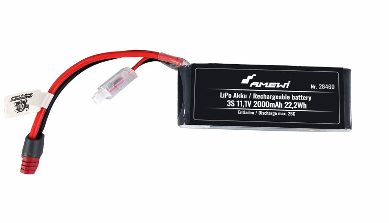 LiPo Akku 3S 11,1V 2000mAh 25C T-Stecker