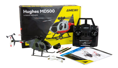 Hughes MD500 Helikopter Militär 4-Kanal 6G RTF grau