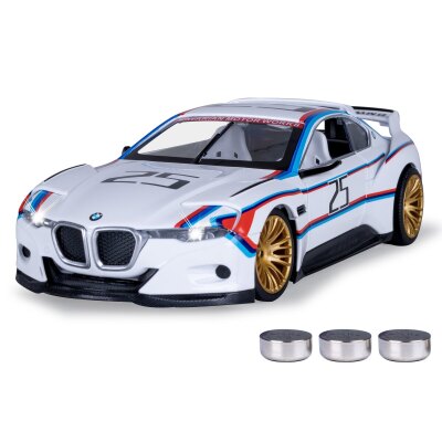 BMW 3.0 CSL Hommage R Diecast 1:24 weiß inkl. Knopfzellen
