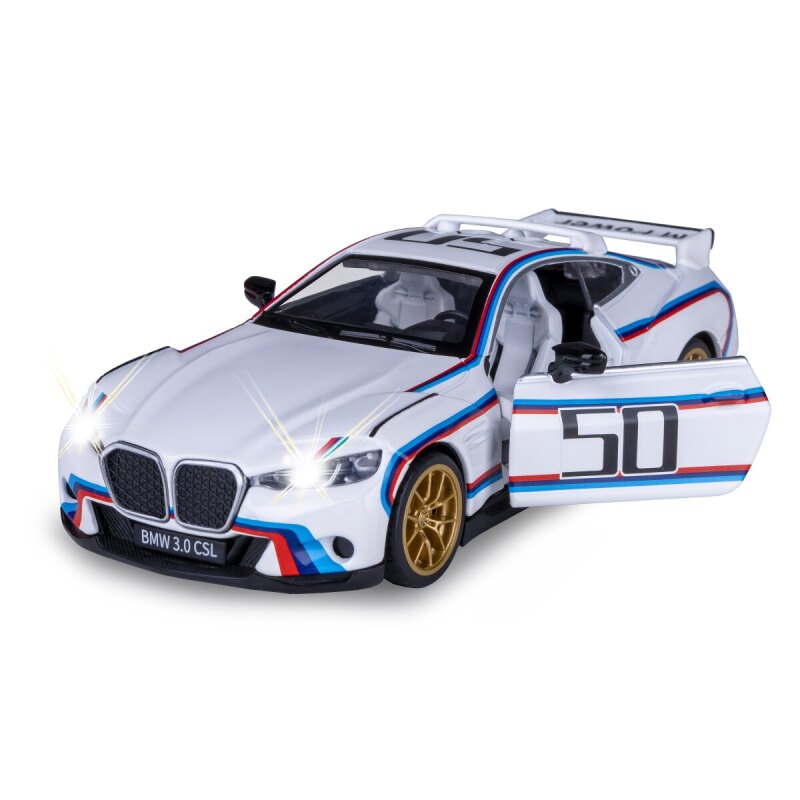 BMW 3.0 CSL Diecast 1:34 weiß inkl. Knopfzellen