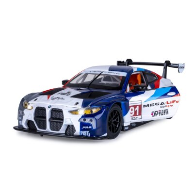 BMW M4 GT3 Diecast 1:24 weiß inkl. Knopfzellen