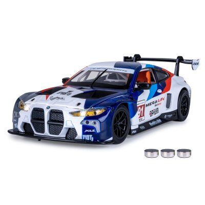 BMW M4 GT3 Diecast 1:24 weiß inkl. Knopfzellen