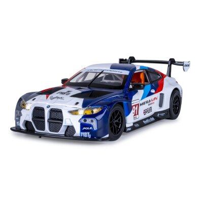 BMW M4 GT3 Diecast 1:24 weiß inkl. Knopfzellen