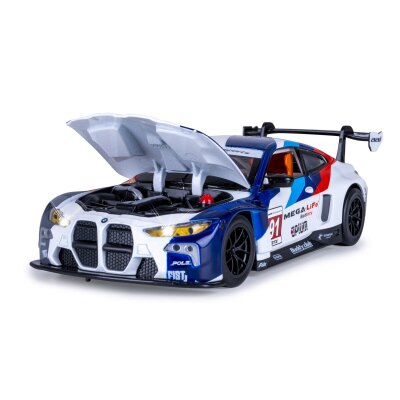 BMW M4 GT3 Diecast 1:24 weiß inkl. Knopfzellen