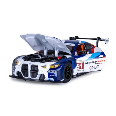 BMW M4 GT3 Diecast 1:24 weiß inkl. Knopfzellen