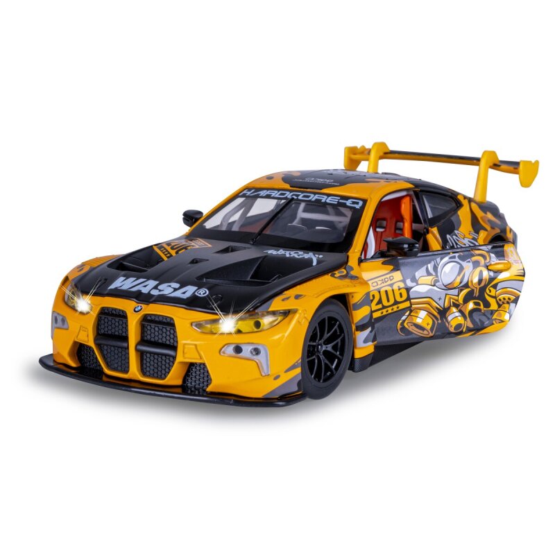 BMW M4 GT3 Diecast 1:24 gelb inkl. Knopfzellen