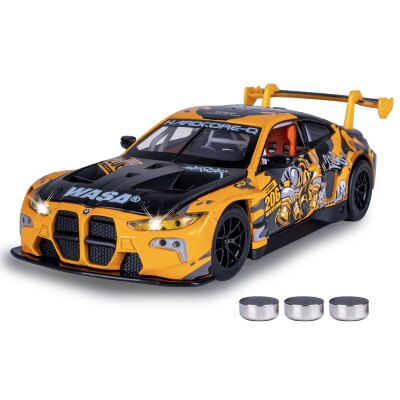 BMW M4 GT3 Diecast 1:24 gelb inkl. Knopfzellen