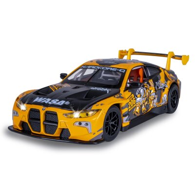 BMW M4 GT3 Diecast 1:24 gelb inkl. Knopfzellen