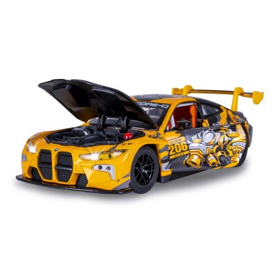 BMW M4 GT3 Diecast 1:24 gelb inkl. Knopfzellen