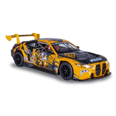 BMW M4 GT3 Diecast 1:24 gelb inkl. Knopfzellen