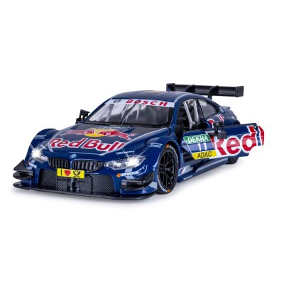 BMW M4 DTM Diecast 1:24 blau inkl. Knopfzellen
