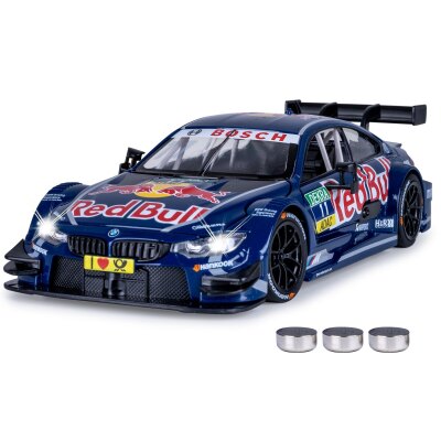BMW M4 DTM Diecast 1:24 blau inkl. Knopfzellen