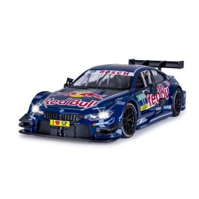 BMW M4 DTM Diecast 1:24 blau inkl. Knopfzellen