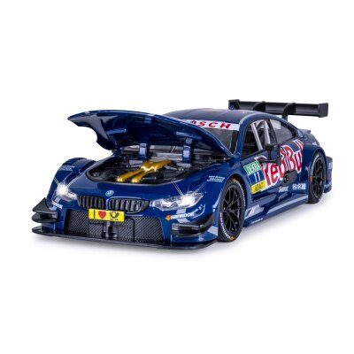 BMW M4 DTM Diecast 1:24 blau inkl. Knopfzellen