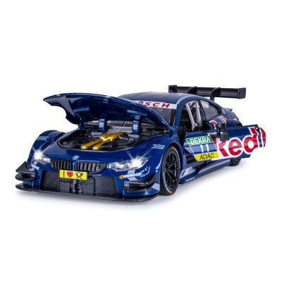 BMW M4 DTM Diecast 1:24 blau inkl. Knopfzellen