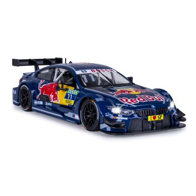 BMW M4 DTM Diecast 1:24 blau inkl. Knopfzellen
