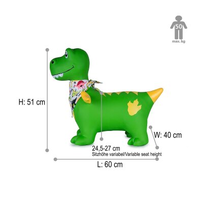 Hüpftier Dino mit Flügel HoppyDoo grün mit Pumpe