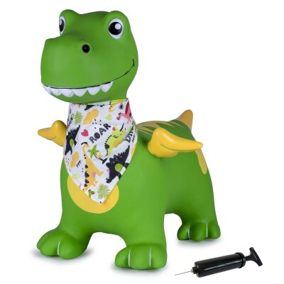 Hüpftier Dino mit Flügel HoppyDoo grün mit Pumpe