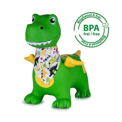 Hüpftier Dino mit Flügel HoppyDoo grün mit Pumpe