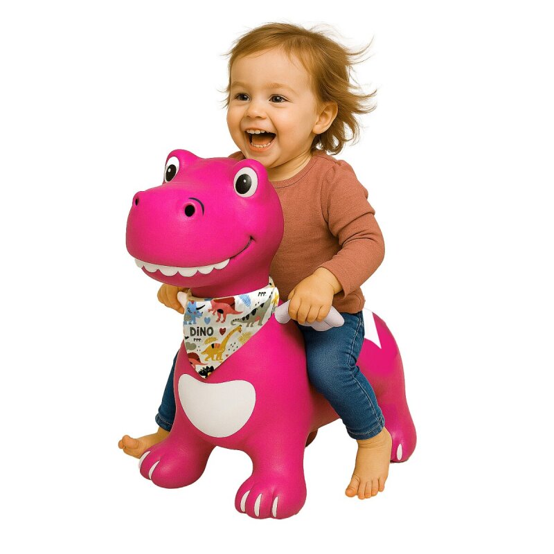 Hüpftier Dino mit Flügel HoppyDoo pink mit Pumpe