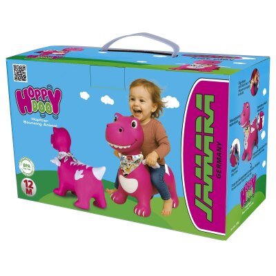 Hüpftier Dino mit Flügel HoppyDoo pink mit Pumpe