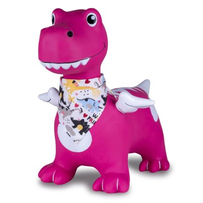 Hüpftier Dino mit Flügel HoppyDoo pink mit Pumpe